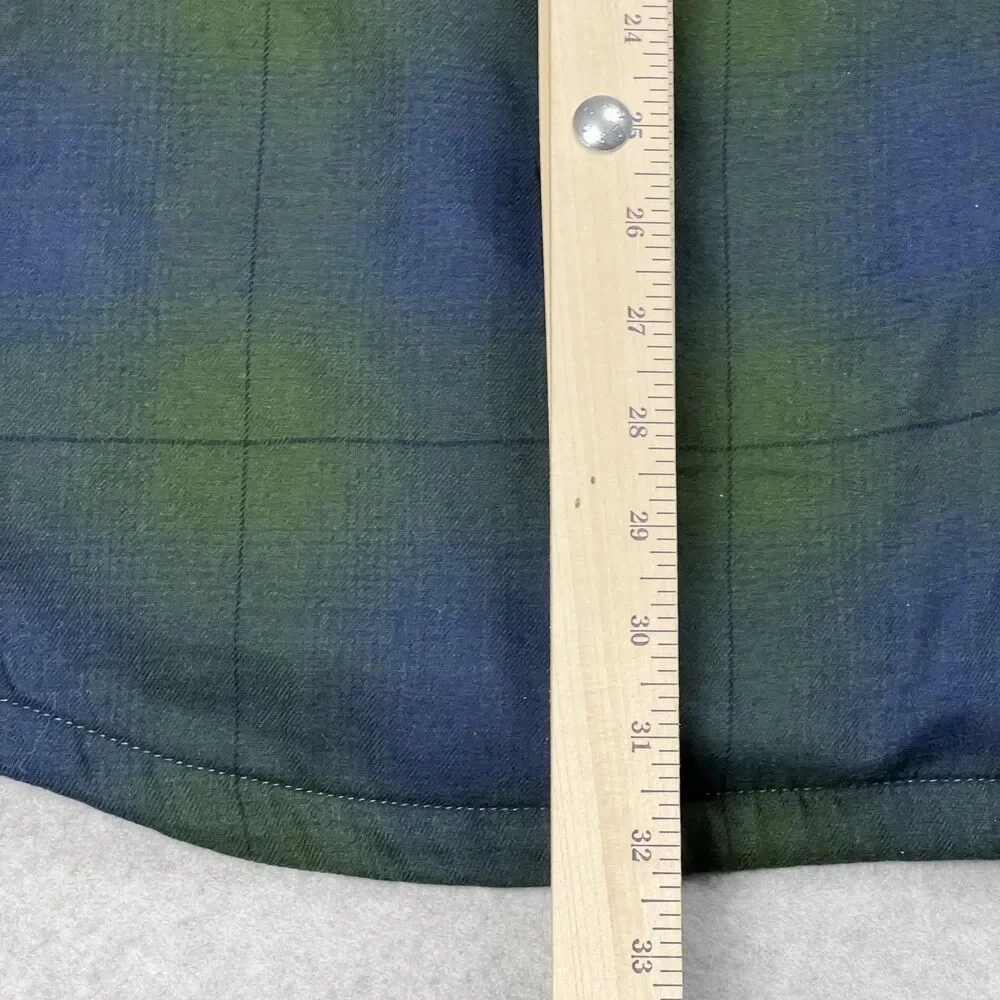 The North Face Mens 2XL Green Plaid Sherpa Lined Heavyweight Flannel Shirt